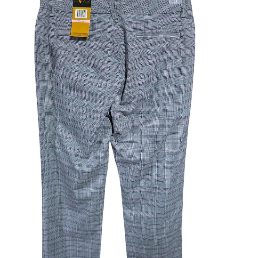 Gloria Vanderbilt Mona Gray Plaid Pants Stretch Pockets NWT - Picture 2 of 5